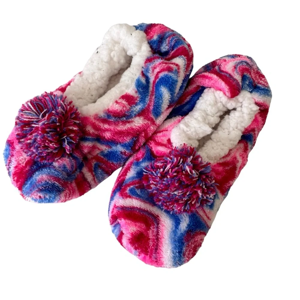 Youth Cozy Cabin Slippers Aloe infused Rainbow Swirl Pink/Blue